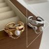VENTFILLE 925 Sterling Silver Irregular Design Wave Golden Stackable Finger Rings Trendy Adjustable For Women Gifts Dropshipping