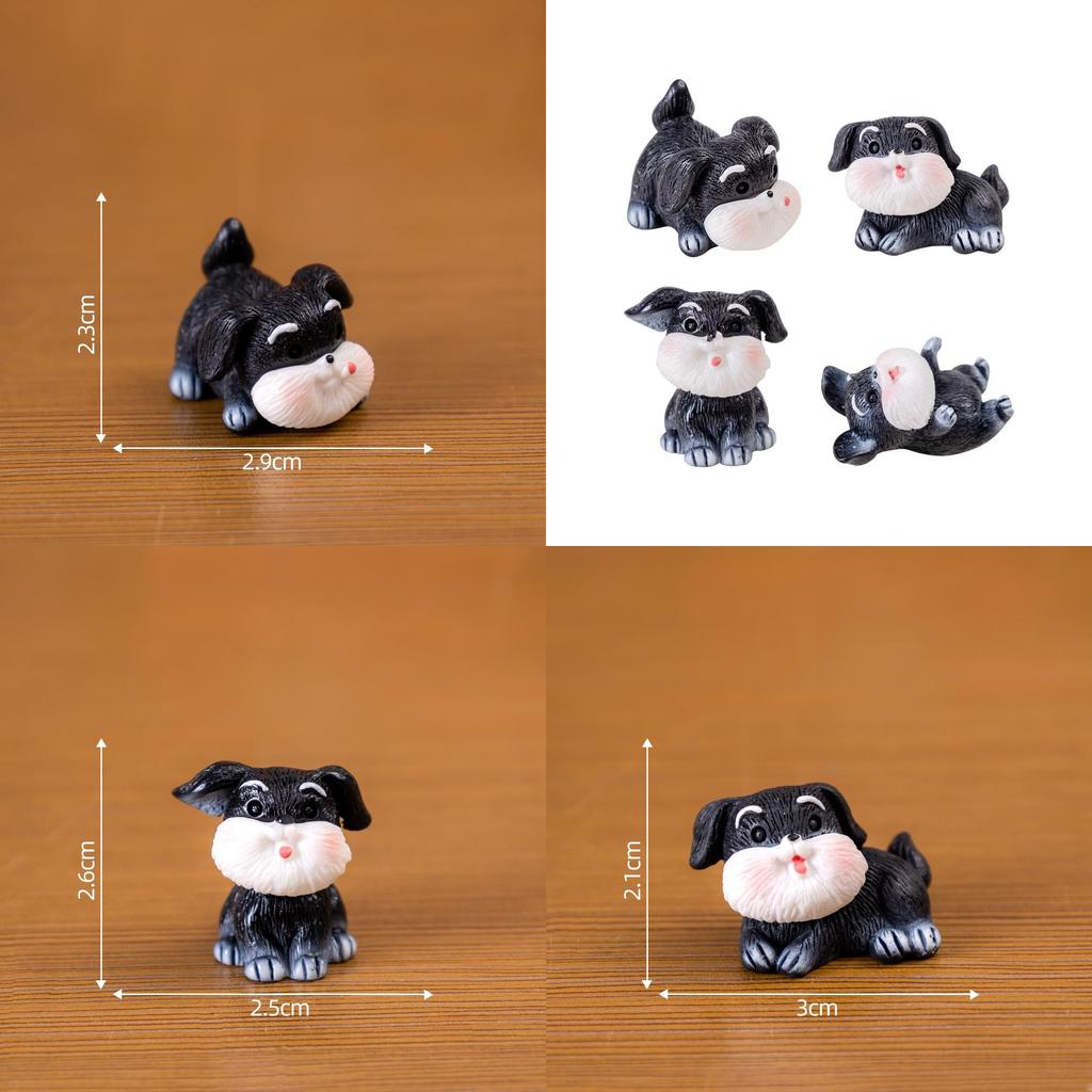 Adorable Schnauzer Resin Figurine Miniature Creative Diy Landscape Decoration