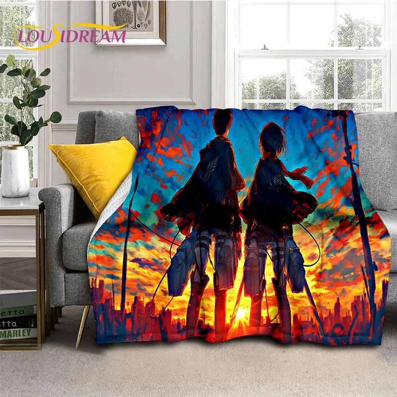 2025 Attack On Titan Eren Anime Cartoon Soft Blankets,Throw Blanket Comfortable Blanket for Picnic Beds Sofa Home Kids Gifts