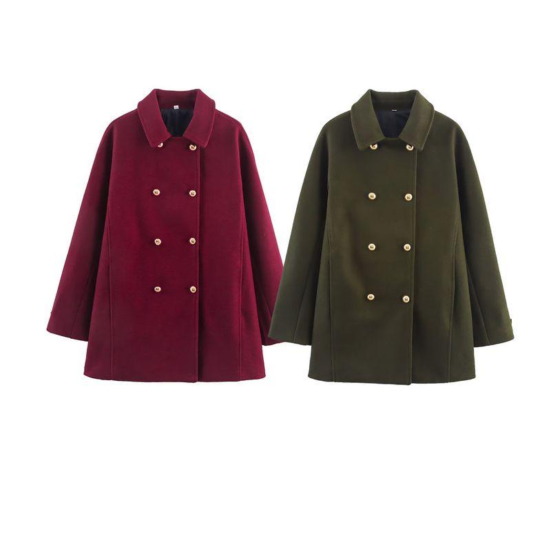 Kaslead New Women clothes Western Style Fashion Simple Loose Double Breasted Coat Long sleeve Outerwear