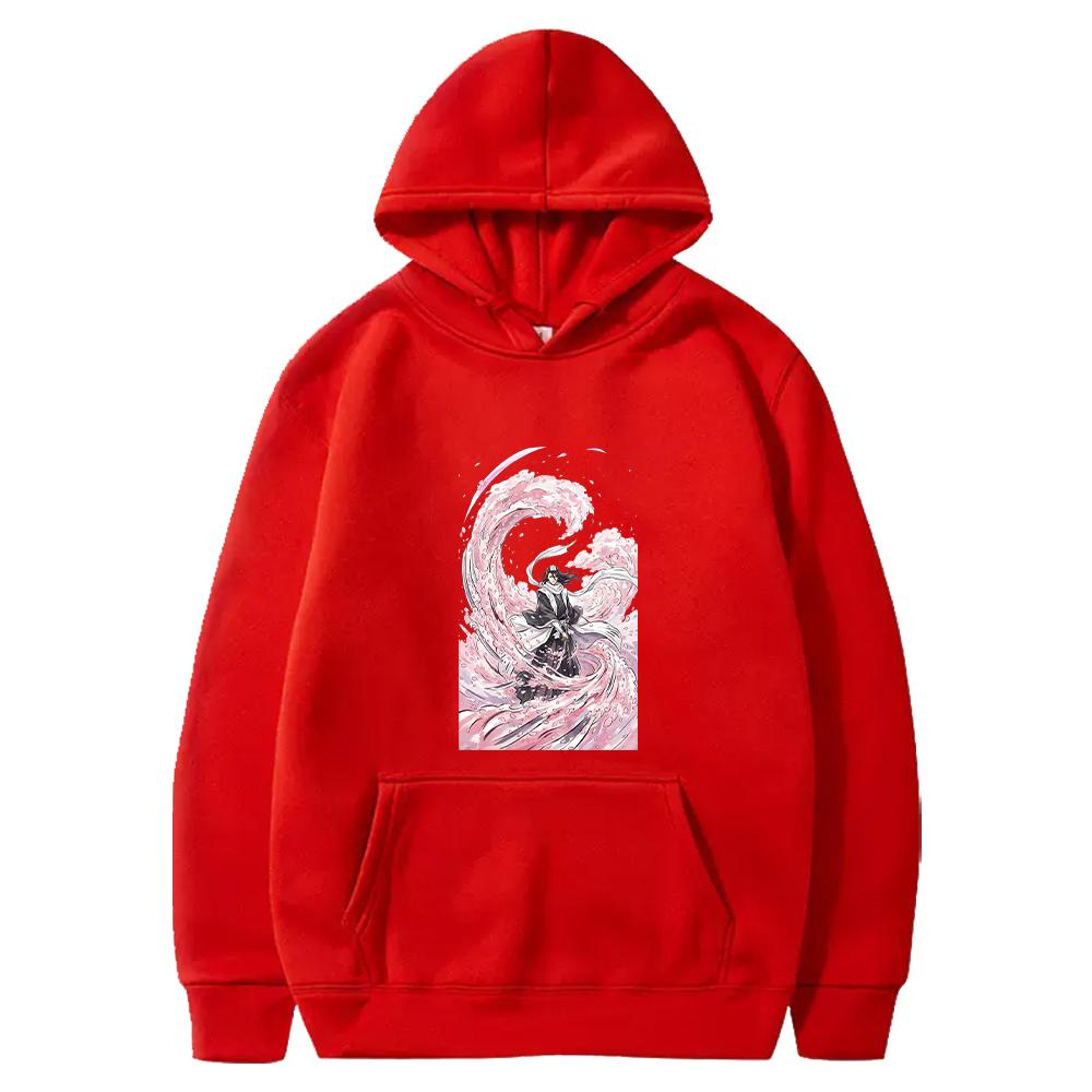 Japanese Anime BLEACH Hoodie Kuchiki Byakuya Printed Sweatshirt Men Women Clothing Long Sleeve Fleece Hooded Male Streetwear XS красный 1550₽