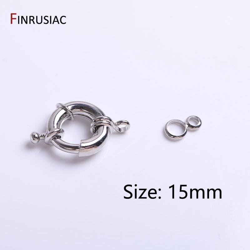 11mm/13mm/15mm 18K Gold Plated Brass Metal Round Spring Clasps Steering Wheel Sailor Clasp For Jewelry Making Fittings Wholesale