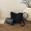 Suede Shoulder Bag with Front Pocket Large Capacity Fashion Everyday Bag