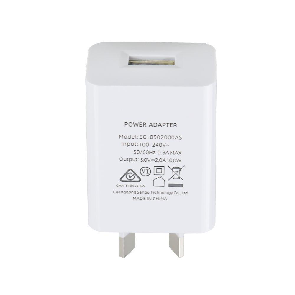 5V2A Australian SAA RCM Certification 10W USB Port High Quality Power Portable Travel Fast Charger for All Phone Wall Charger