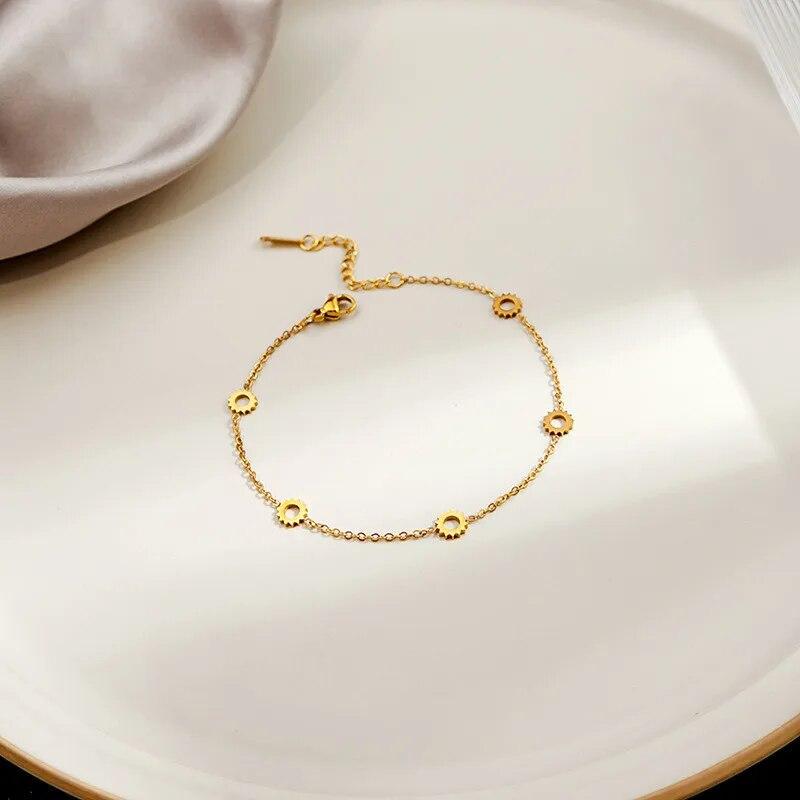 Stainless Steel Wafer Flower Butterfly Heart Pendant Bracelet For Women Fashion Elegant Bracelets&Bangle Party Jewelry Gifts