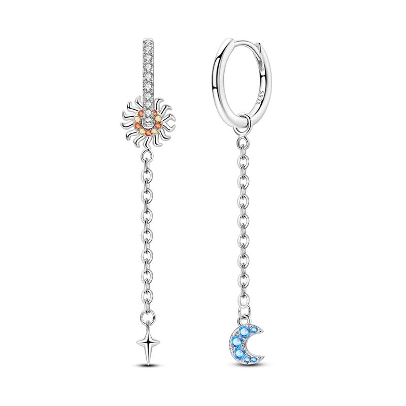 New Tassel Earrings 925 Silver Butterfly Snowflake Star Moon Tassel Ear Studs For Women Fine Engagement Birthday Jewelry Gifts