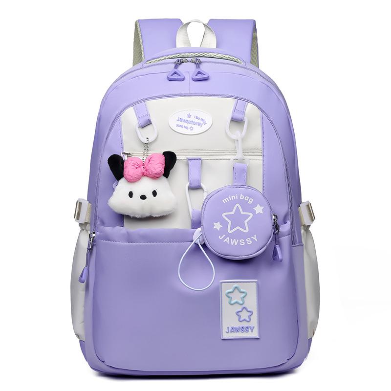 New middle and high school cartoon backpack, female primary and secondary school student schoolbag, large-capacity versatile outdoor travel backpack