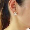 Bow Natural Freshwater Pearl Stud Earrings Women's Light Luxury High-end Autumn and Winter Earrings New Flashing Zircon Tide Earrings