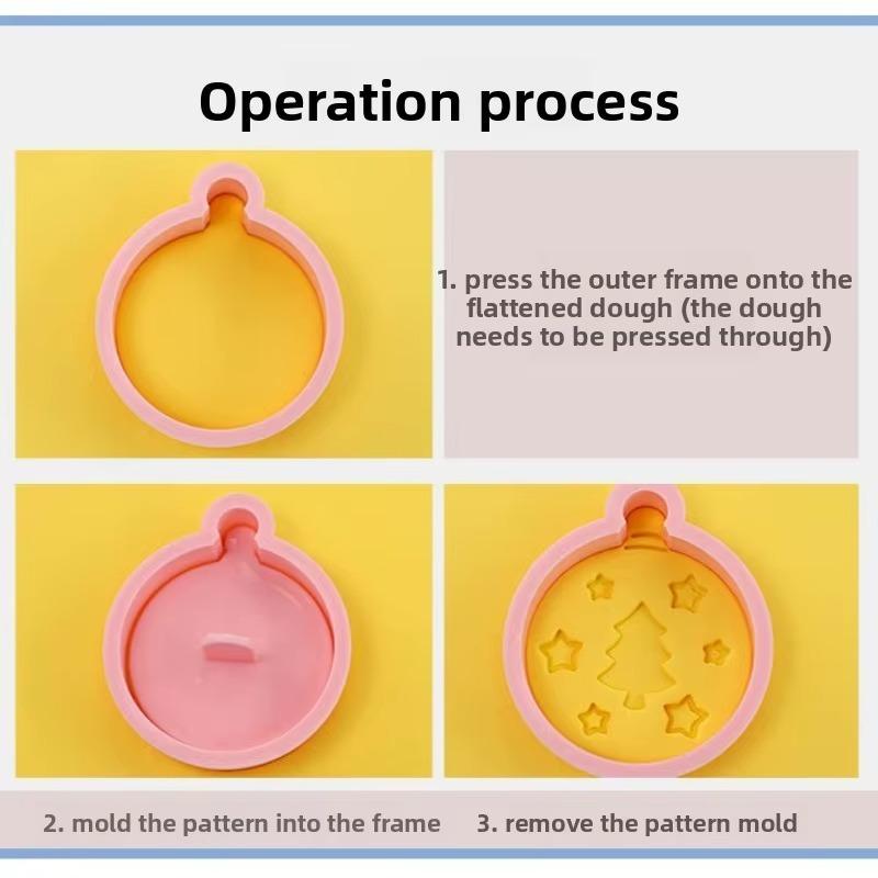 Christmas Cookie Cutter Set 8-Piece 3D Stamps Gingerbread Santa Tree Snowman Bells Snowflakes Baking Molds for Holiday Cookies