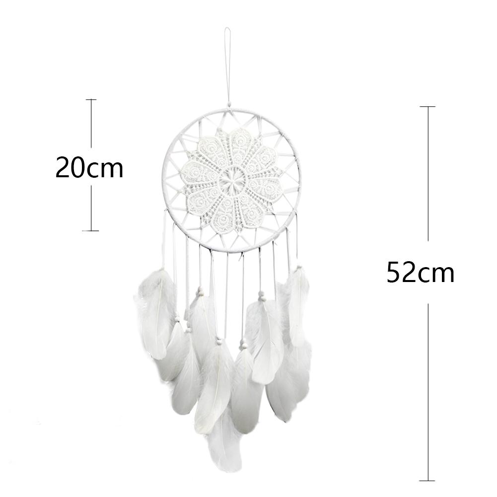 Dream Catcher White Feather Wind Chimes Wall Hanging Handmade Beads Romantic Art Crafts for Party Home Office Hanging Decoration