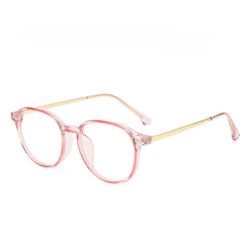 Classic Round Presbyopia Glasses Anti Blue Light HD Lenses Men Women Fashion Metal Temple Reading Eyewear Diopter +100 To +400 0 прозрачный розовый