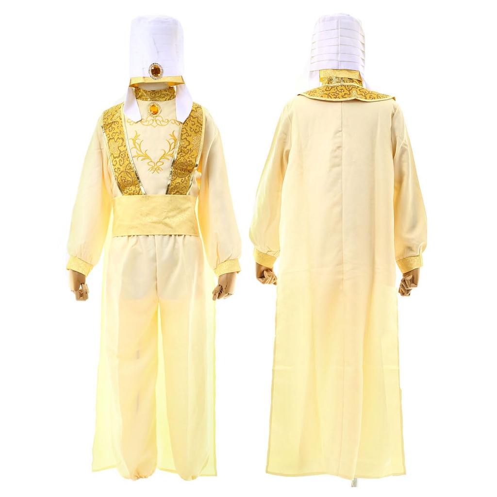 [monoii] Aladdin Cosplay Adult Arab King Costume Halloween Arabian Prince Ali Costume, Sizes S, M, L, XL, d477-2