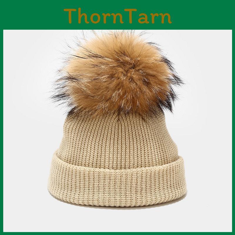 Knitted Hat For Kids Winter Warmth With Plush Ball Decoration For Outdoor Play