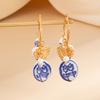 Zinc Zinc Alloy Blue and White Porcelain Earrings Jewelry Accessories Hoop Earrings Ceramic Ear Buckle  Party