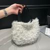 Simple Soft Plush Shoulder Bags for Women Versatile Solid Color Ladies Winter Furry Bag Lightweight Female Handbag Casual Tote