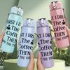 1PC First I Drink The Coffee Then 750ml Color Plastic Sports Water Bottle Leakproof Flip Straw Lid Suitable for Sports Office Home Use