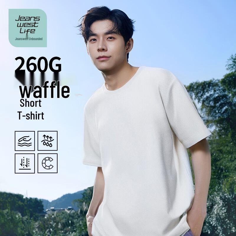 JEANSWEST LIFE Men's Waffle Knit Crew Neck T-shirt