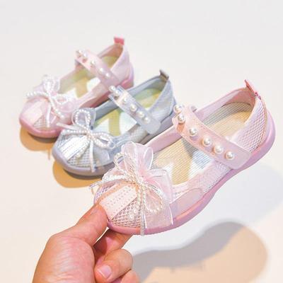2026 Stylish Girls' Bow Beach Sandals - Hollow Mesh Princess Shoes for Summer
