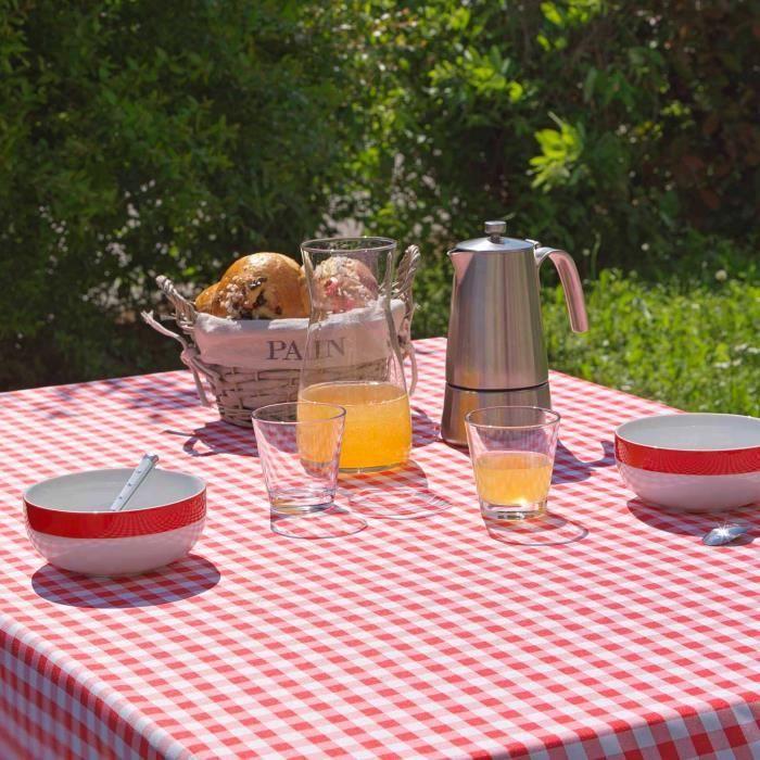 Nappe rectangulaire - Vichy - Rouge - 150 x 240 cm - Antitache - Infroissable
