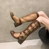 Women's Cool Boots Summer New Round Head Patchwork Mesh Rivets Metal Buckle Back Zipper Soft Soled Mid-heel Shoes