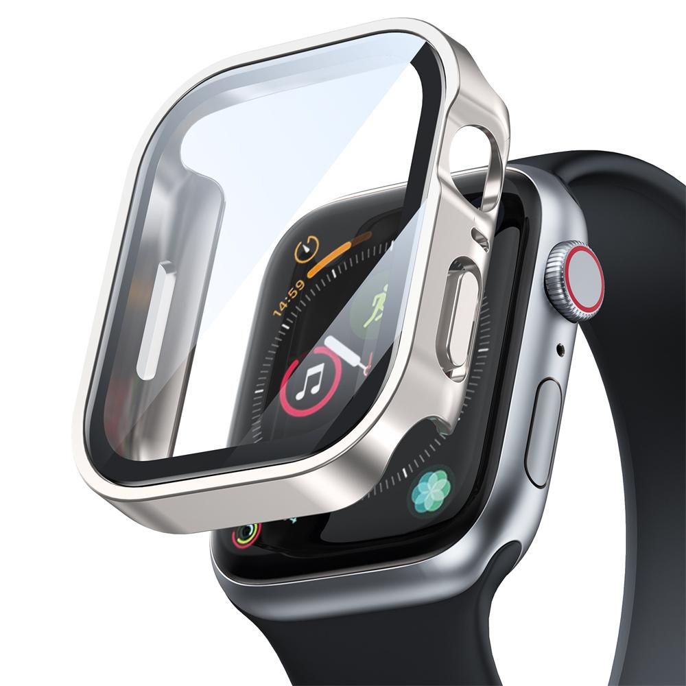 

Waterproof Glass+cover For Apple Watch series11 10 9 8 7 6 se3 46mm 41mm 44mm 40m 41mm 45mm Ultra1/2/3 49mm Straight Edge Screen Protector accessories Series 6 5 4 SE 40MM бежевый