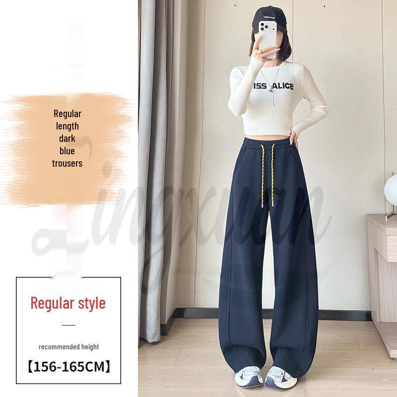 

2026 Autumn/Winter Women s High Waist Velvet Straight Leg Wide Banana Sweatpants L