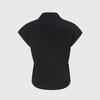 LIKK Collar Button-Up Knit Top T-Shirt (Black)_L4B1-Nb13K