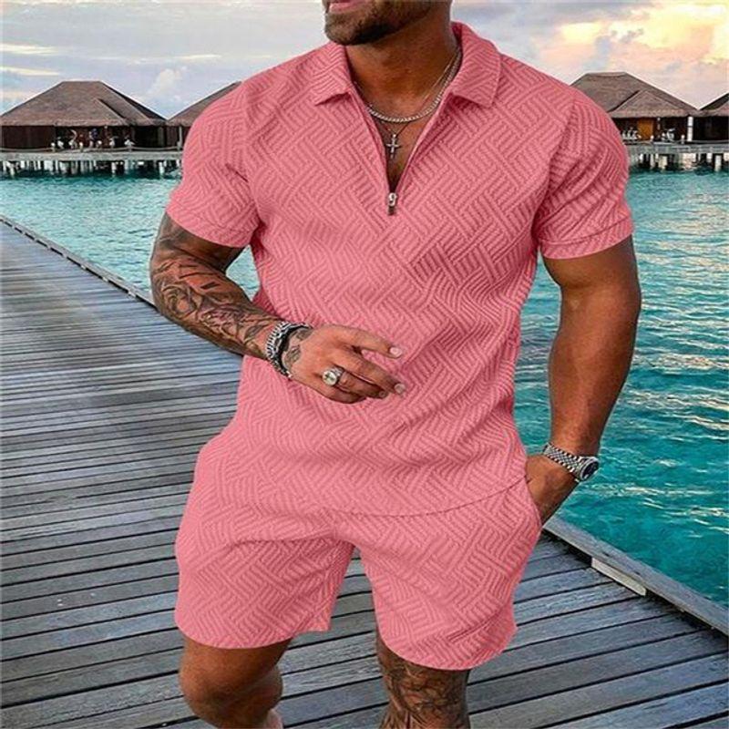 

Рубашка поло на молнии с лацканами, с короткими рукавами, комплект рукавов, поло на молнии, поло с короткими рукавами, костюм PLTZ001-fen 5XL