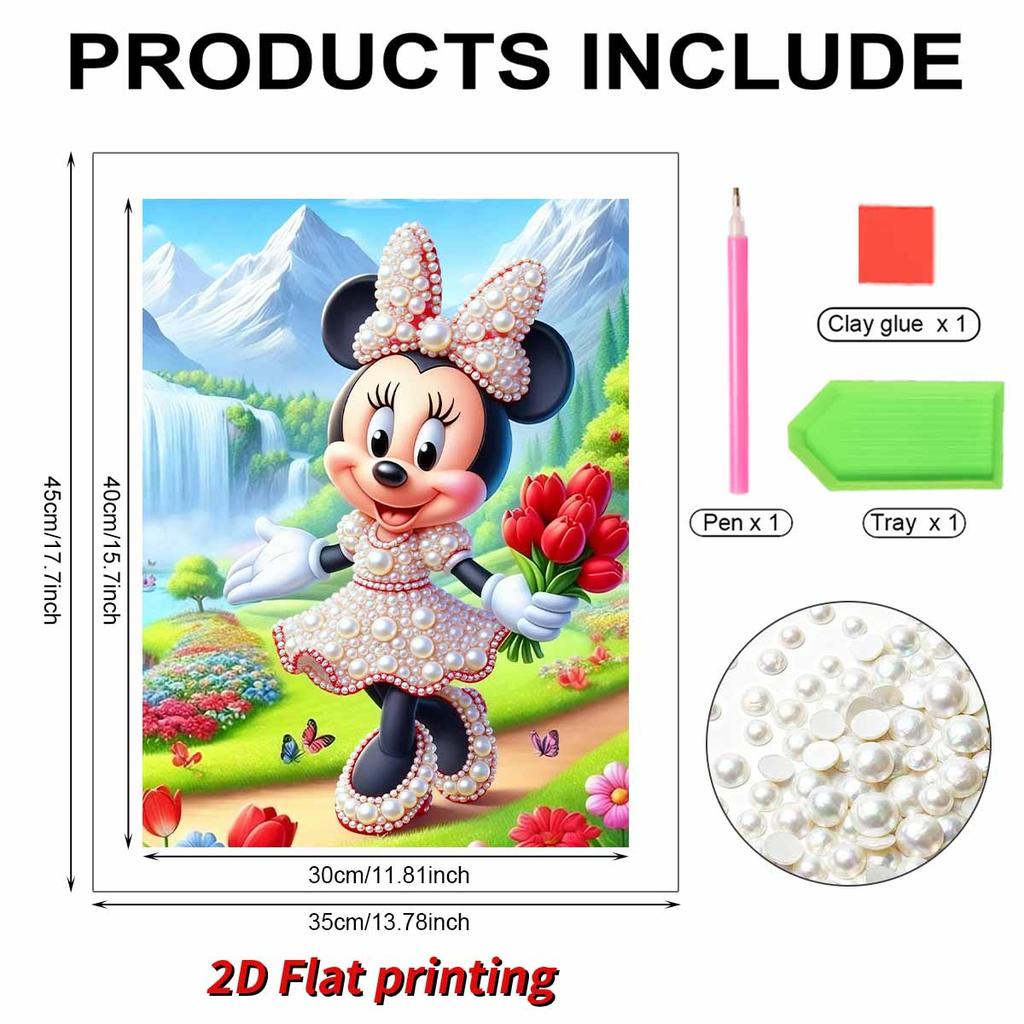 Disney Pearl Painting Minnie Mountain Flower Sea Waterfall Creative Art 5D Pearl Embroidery Cross Stitch Kit Handmade DIY Home and Room Decor Gift