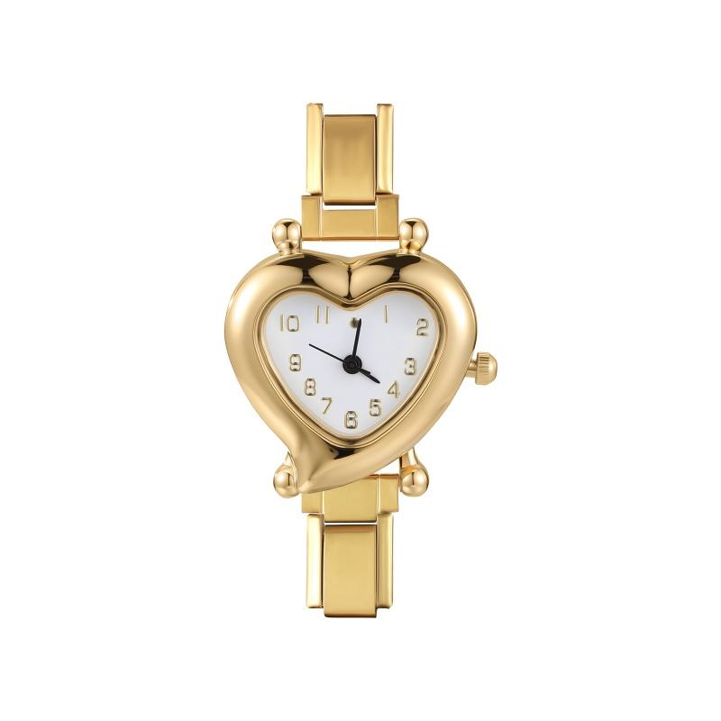 High Quality Fashion DIY 9MM Width Italian Elastic Charm Stainless Heart Shape Watch Bracelet Bangle for Friend Birthday Jewelry