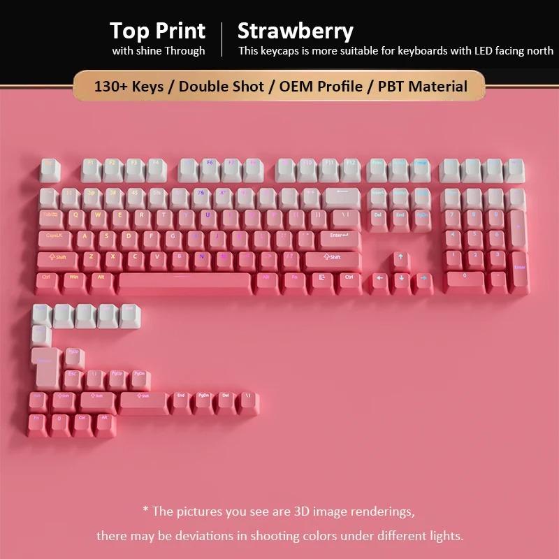 Xiaomi 130+ Keys Gradient Blue Shine Through Keycaps OEM Profile RGB Backlit PBT Double Shot Keycaps for MX Switches Gaming Keyboards