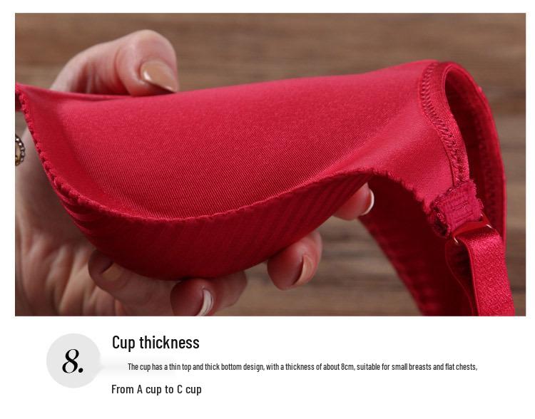 Thickened Seamless 8cm Bust Gathering Bra Set: Adjustable, Wire-free, Side Bust Control