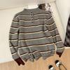 Real Autumn and Winter Contrasting Colors Striped Semi-turtleneck Long-sleeved Knitted Sweater