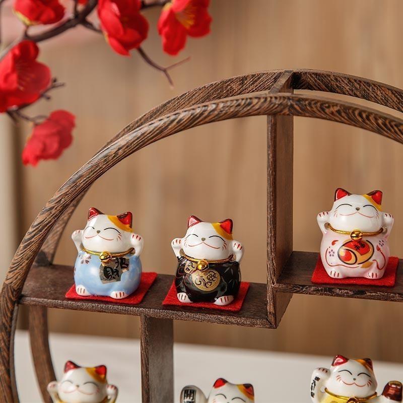 Ceramic Lucky Cat Ornament for Home Decor, Living Room, and TV Cabinet