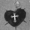 Alternative Culture Symbol Keychain Plush Heart Studs Crucifix Fashion Keyring Accessory for Music Event