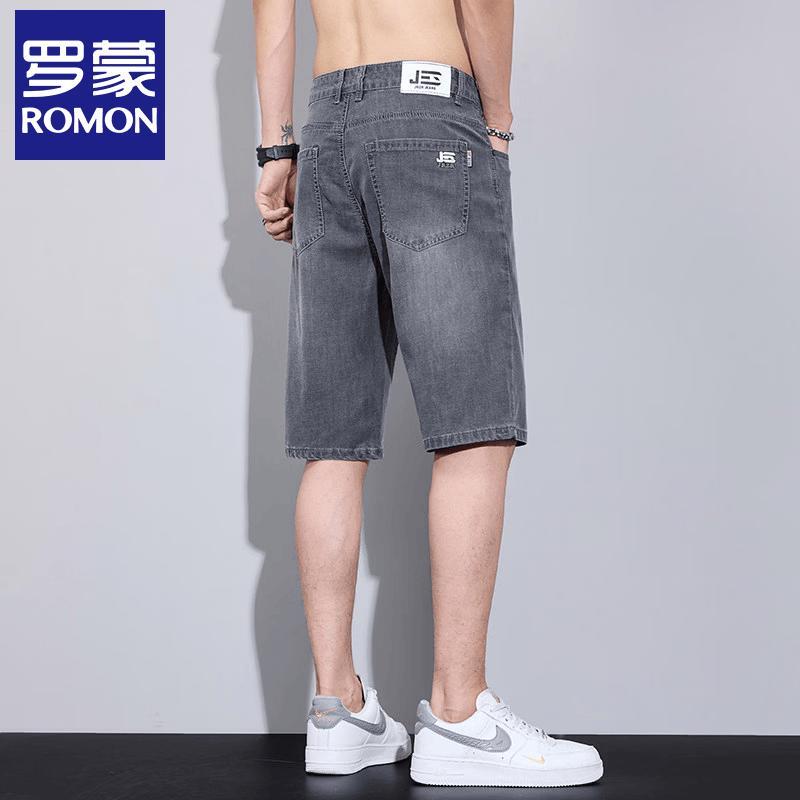 Romon Men s Ice Silk Loose Fit Denim Shorts 38