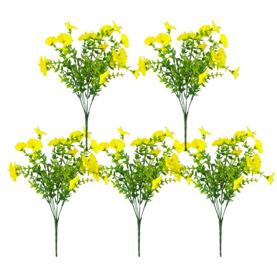 

Букет искусственных цветов петунии, искусственные цветы для улицы, реалистичные, устойчивые к ультрафиолетовому излучению, искусственные цветы для крыльца, патио, подвесной корзины 5pcs