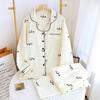 Kyonuza Cotton Solid Simple Long Day Women's 100% Pajamas, Open-Front Loungewear, Spring/Autumn, Color, Skin-Friendly, Cute, Style, Sleeves,