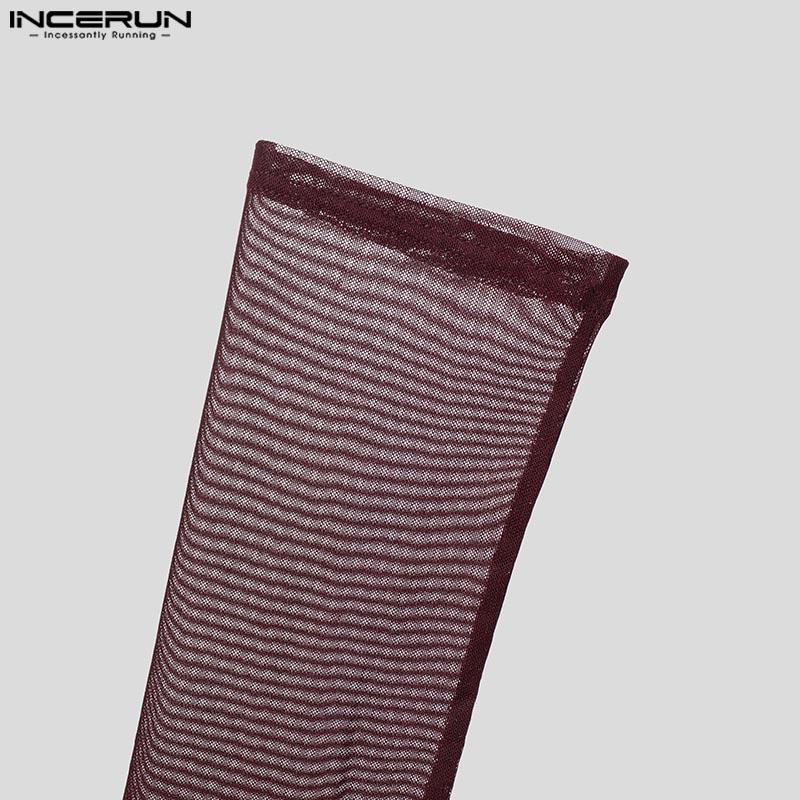 INCERUN Männer Glatte Ärmellose Patchwork Mesh Sheer Oversleeve Casual Tank Tops