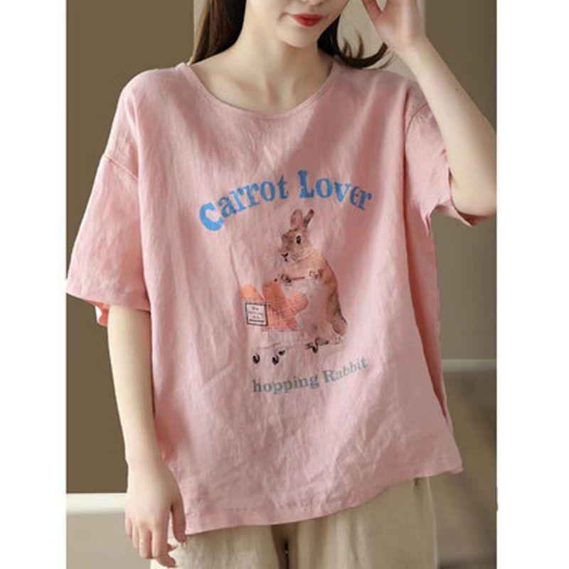 YYFS Women's Fashion Casual Summer Spring Flower Pattern Print 1/2 Sleeves O-Neck Blouses & Shirts
