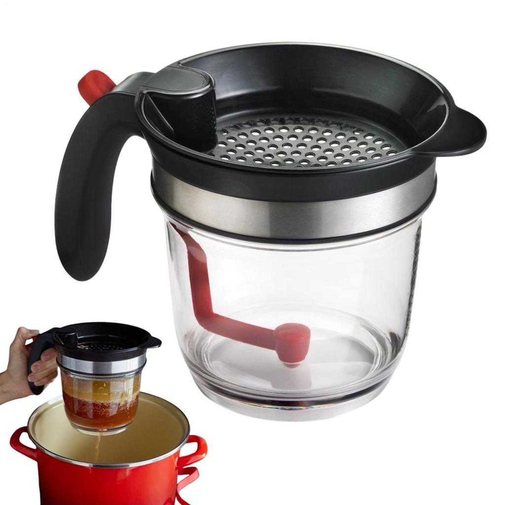 Fat Separator 1L Multifunction Quick Separation Fat Separator Heat Resistant Portable Gravy Separator with Bottom Release