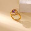 Medieval Bauhinia flower zircon heavy industry flower index finger ring retro court style ring light luxury jewelry new