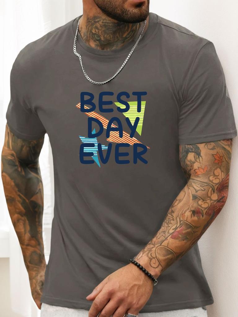 Short Sleeve TShirt BEST DAY EVER Mens 100 Cotton Pattern Printed Shirt Summer Round Neck Breathable Casual Fashion Cool Tee