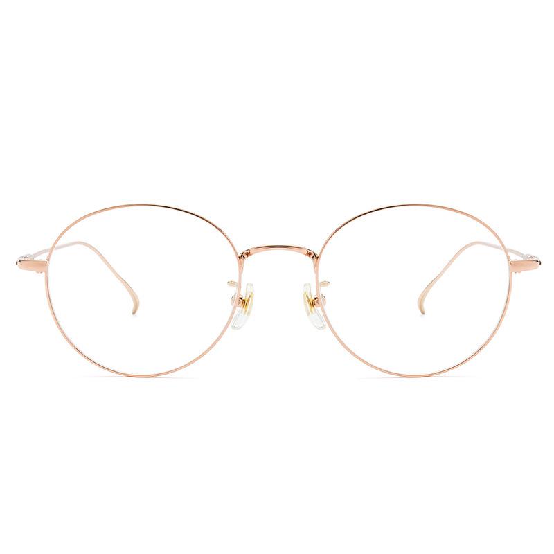 Ultralight Pure Titanium Rim Eyeglasses for Women - Xiaohongshu Style, Anti-Blue Light, Retro, Myopia Compatible (Model 1640)