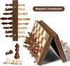 Magnetic Wooden Chess Set with 2 Extra Queens, 15'' Folding Travel Chessboard, Storage Slots, for Adults & Kids Ages 6+, DUR-001