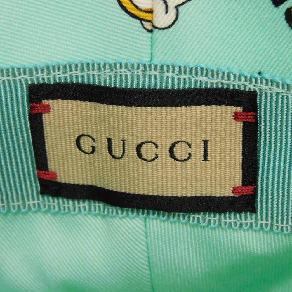 Used 9539 Animal Print Bucket Hat 736960 4HAX3 8469 7919 M 22.8" Banana and Dog All-Over Print Pastel GG Cotton Light