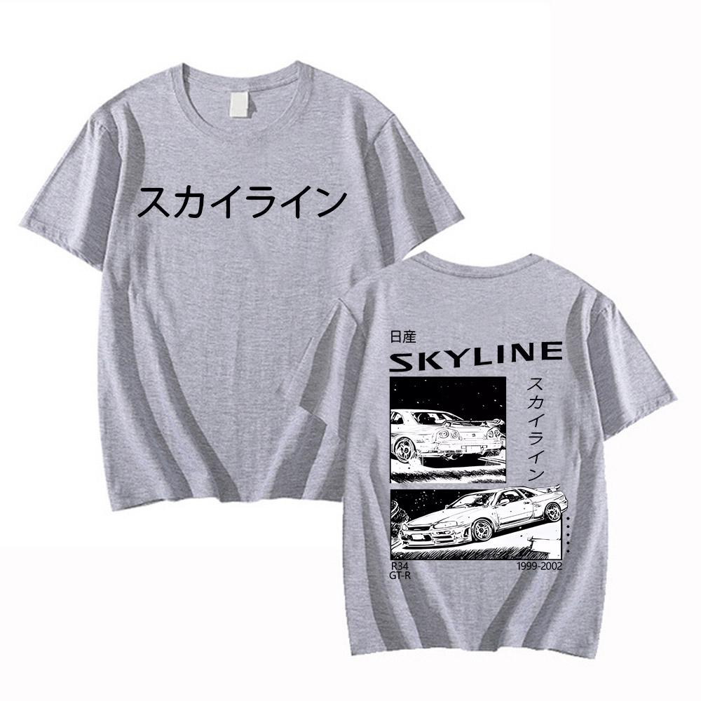Men's T-Shirt Drift Japan Anime AE86 Inifirst D Summer Casual High Quality Cotton T-Shirt Unisex R34 Skyline JDM Print T Shirts