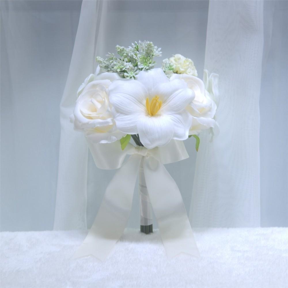 

Realistic Calla Lily Floral Bridal Bouquet Tulip White Rose Artificial Flowers Bouquet Silk Floral Fake Flowers Photo Props білий
