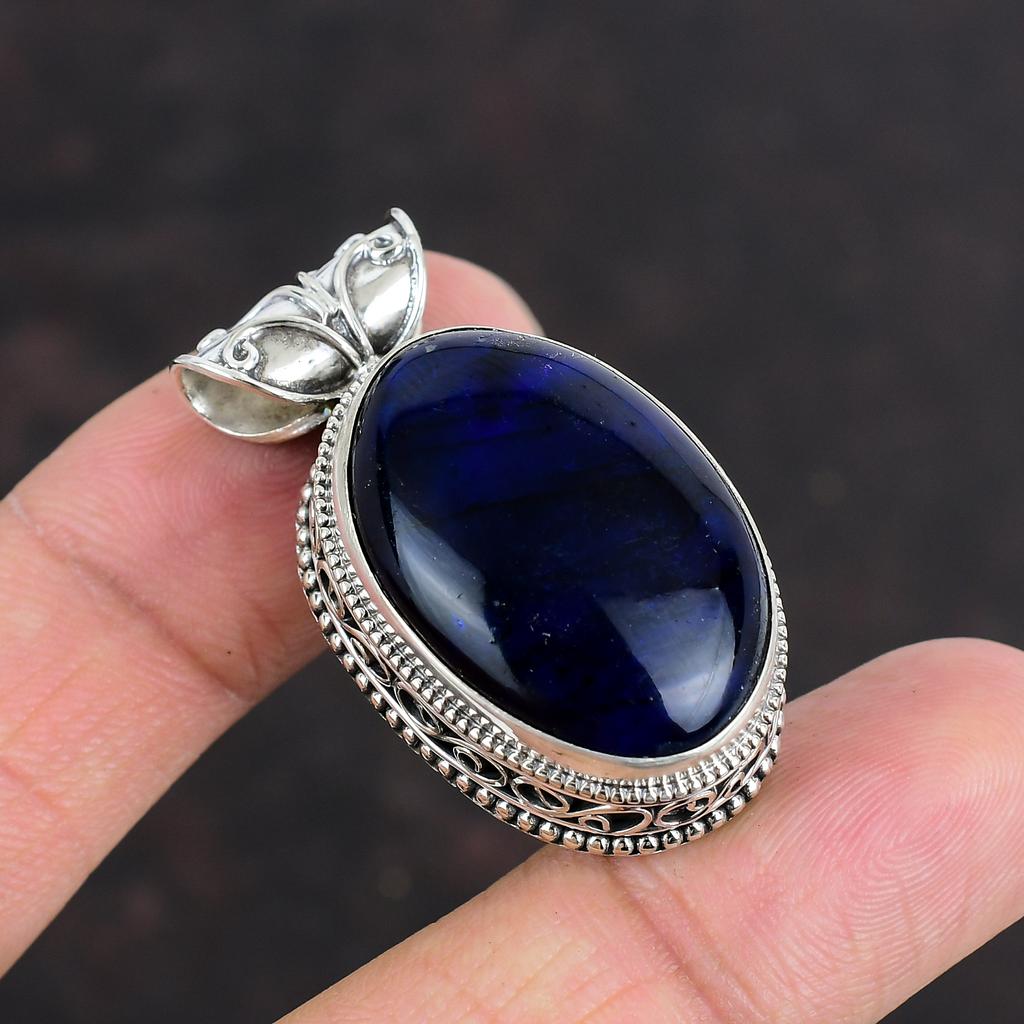 Blue Fire Labradorite Gemstone Pendant 925 Sterling Silver Pendant Handmade Jewelry Elegant Vintage Pendant Labradorite Jewelry Gift For Mom