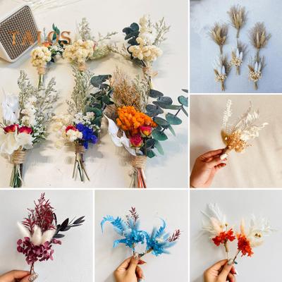 Lot de 6 mini bouquets de fleurs séchées artificielles style bohème, pour bricolage, vase, décoration de table, pour fête de mariage, maison, bureau